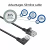 ACT čierny 0,15 metra U/UTP CAT6A LSZH Slimline patch kábel s RJ45 konektormi 90° zahnutý vpravo na rovný