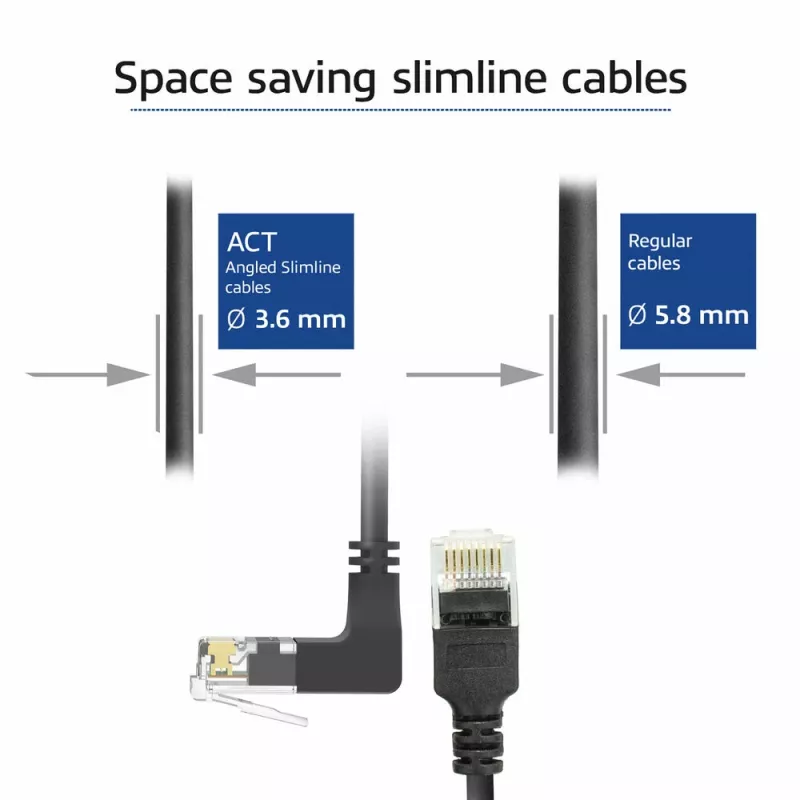 ACT čierny 0,25 metra U/UTP CAT6A LSZH Slimline patch kábel s DC4952