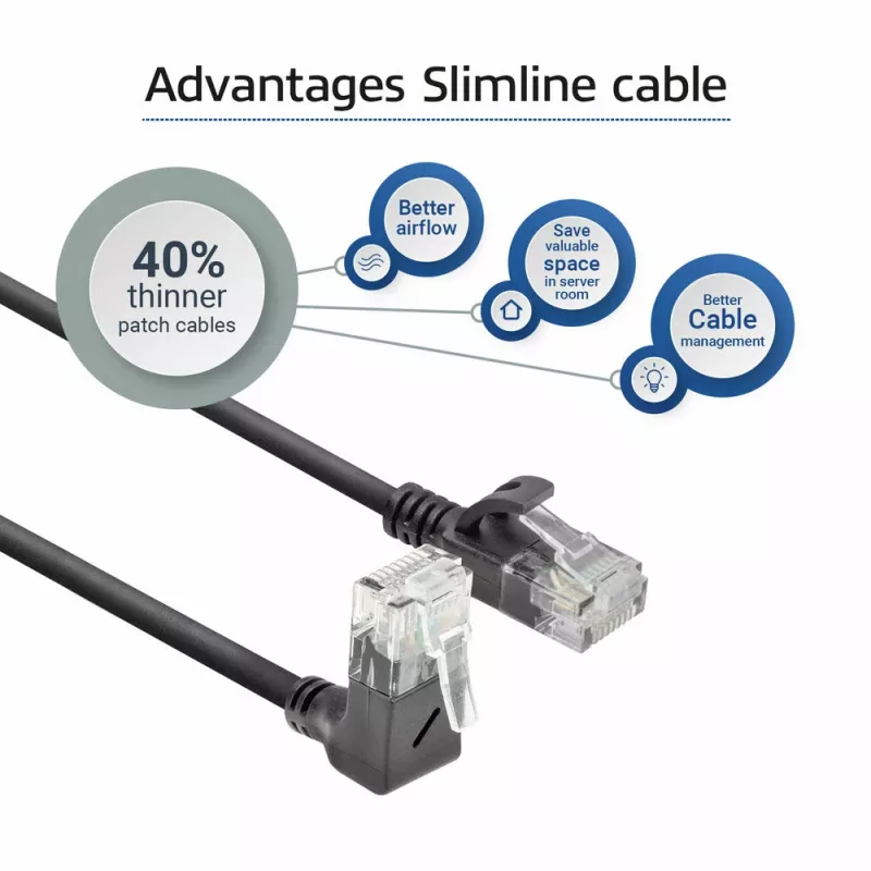 ACT čierny 0,25 metra U/UTP CAT6A LSZH Slimline patch kábel s DC4952