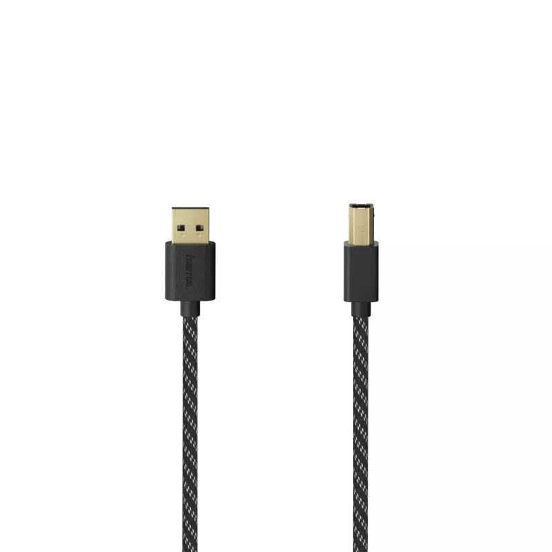 Hama 00201001 USB kábel USB 2.0 1,5 m USB A USB B čierny, strieborný