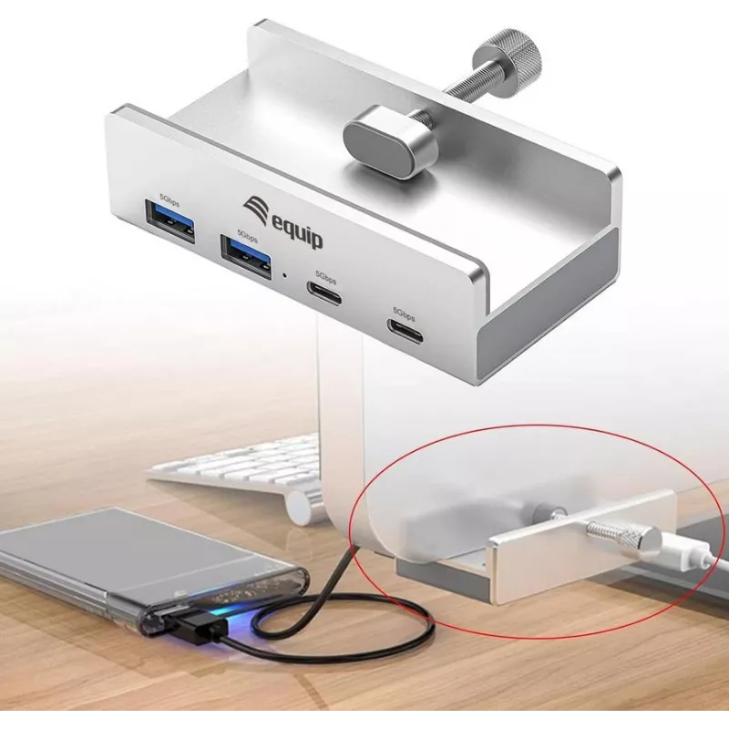 Equip 128967 rozbočovač USB 3.2 Gen 1 (3.1 Gen 1) Type-A 5000 Mbit/s hliník