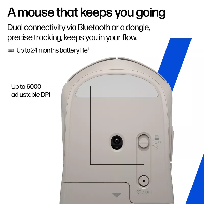 HP 400 Quiet Wireless myš, javor, Home, Windows 10, Windows 11, MacOS, 118 mm, 61 mm