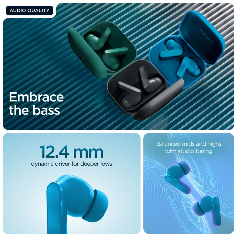 Motorola Moto Buds Bass headset True Wireless Stereo (TWS) in-ear slúchadlá hovory/hudba Bluetooth modrá