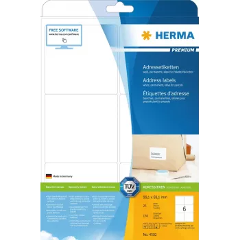 Adresné etikety Premium HERMA 4502 A4 99,1x93,1 mm