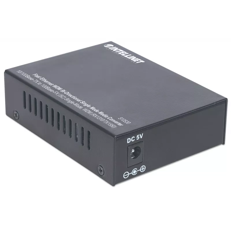 Intellinet 510530 konvertor médií Fast Ethernet WDM, 10/100Base-TX (RJ-45) na 100Base-FX (SC) jednovidový, 20 km (12,4 mi), Rx1310/Tx1550 nm