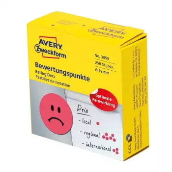 Avery 3859 samolepiaca etiketa okrúhla permanentná červená 250 ks