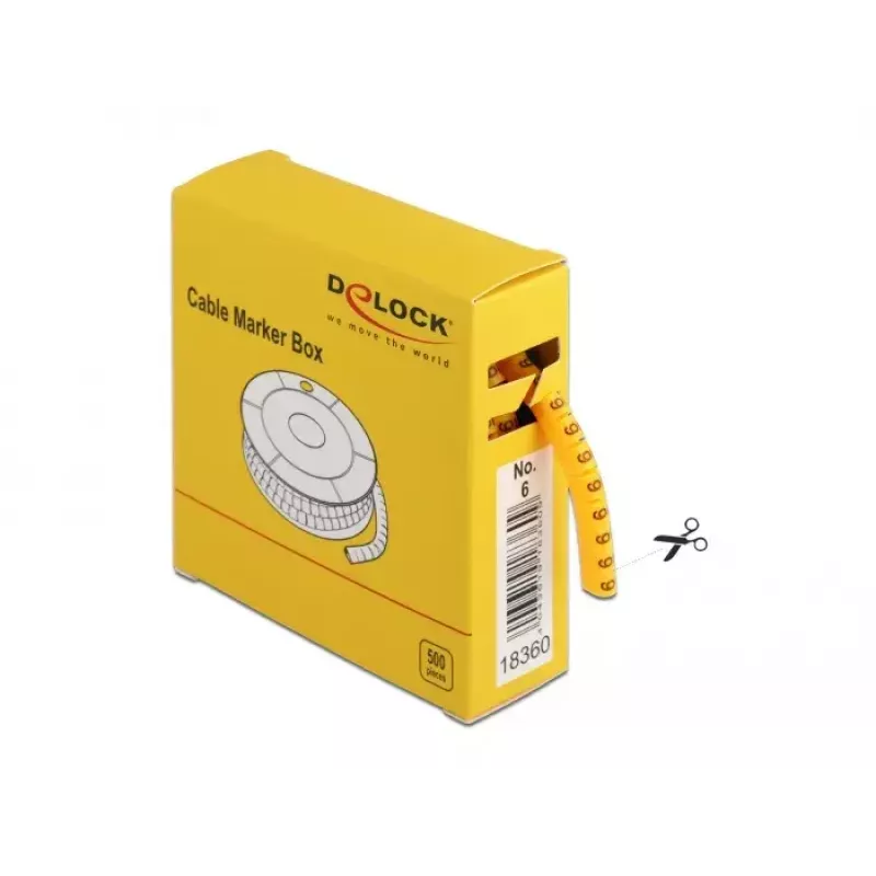 Označovač káblov DeLOCK Box č. 6 žltý 500 ks