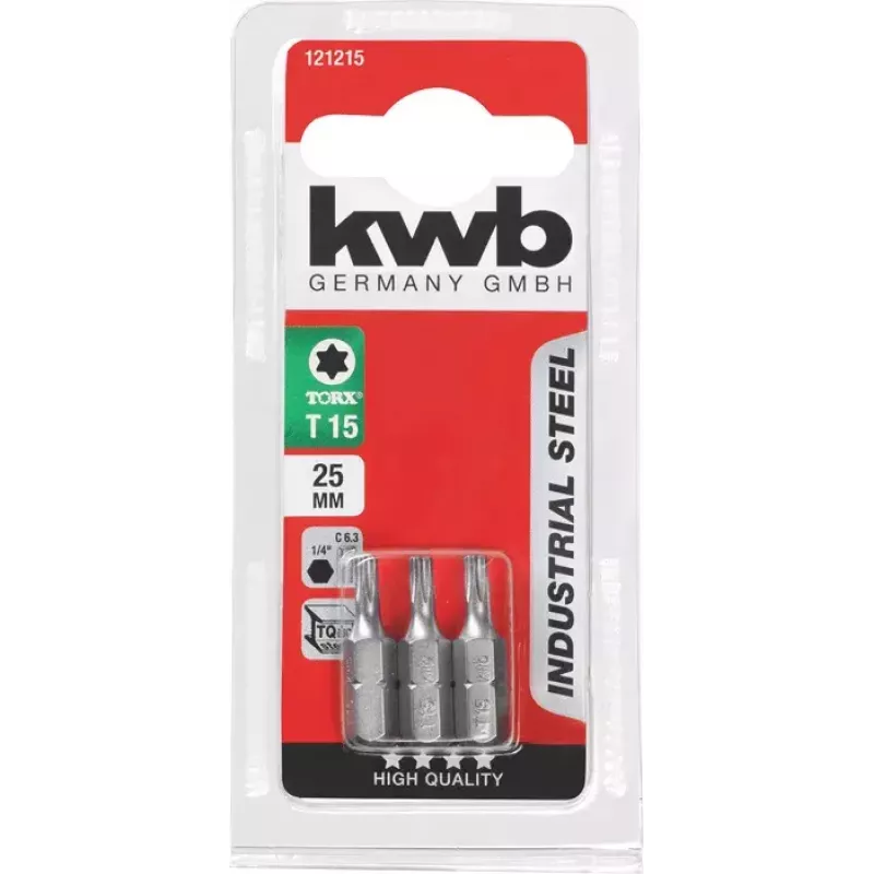 Násada do skrutkovača KWB 121215 3 kusy Torx T15 25 mm šesťhran