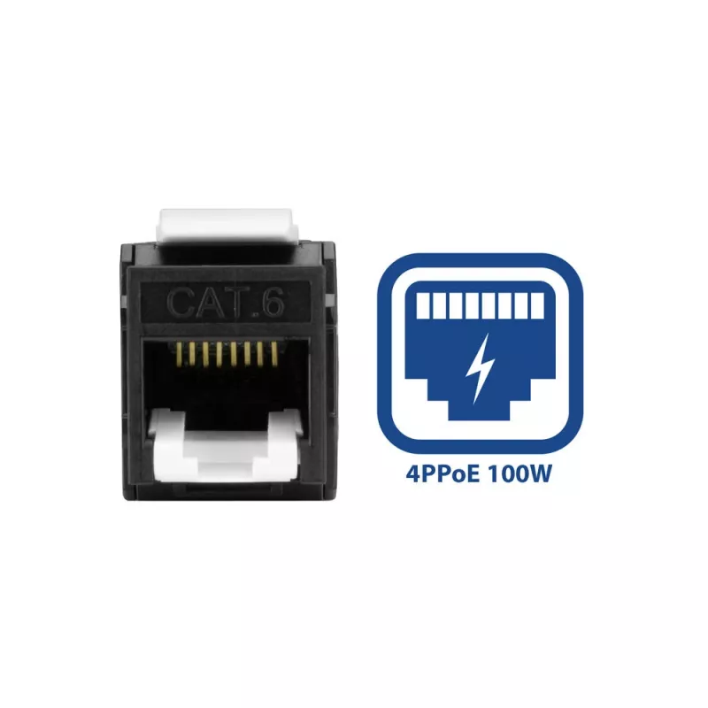 ACT Keystone Jack RJ45 CAT6 nechránený bez nástroja so shutter, čierna