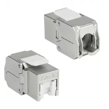 ACT Keystone Jack RJ45 CAT6 chránený bez nástroja so shutter, strieborno-biela