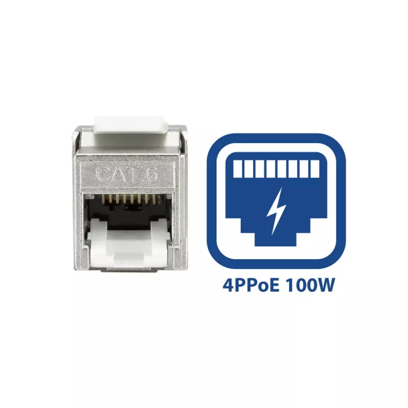 ACT Keystone Jack RJ45 CAT6 chránený bez nástroja so shutter, strieborno-biela