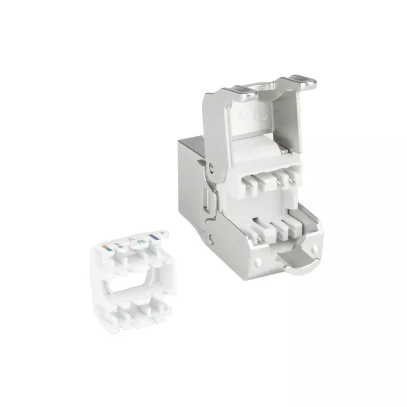 ACT Keystone Jack RJ45 CAT6 chránený bez nástroja so shutter, strieborno-biela
