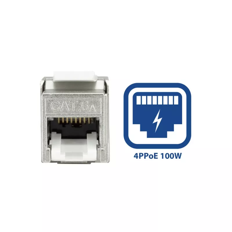 ACT Keystone zásuvka RJ45 CAT6A chránená bez nástroja s krytkou proti prachu