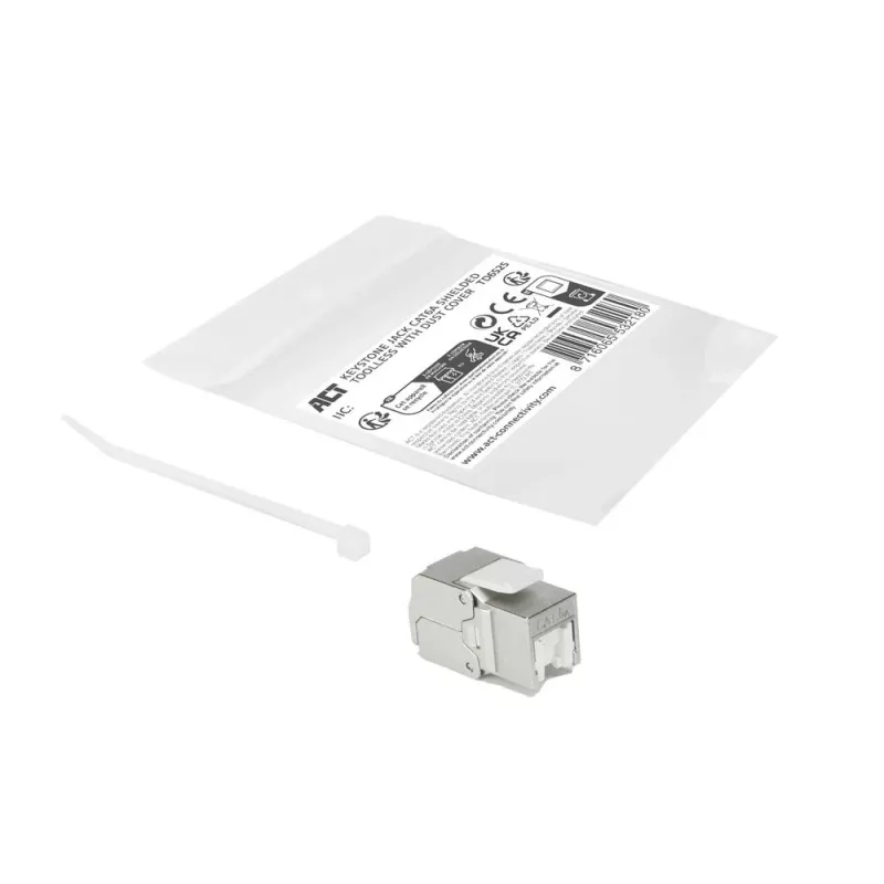 ACT Keystone zásuvka RJ45 CAT6A chránená bez nástroja s krytkou proti prachu
