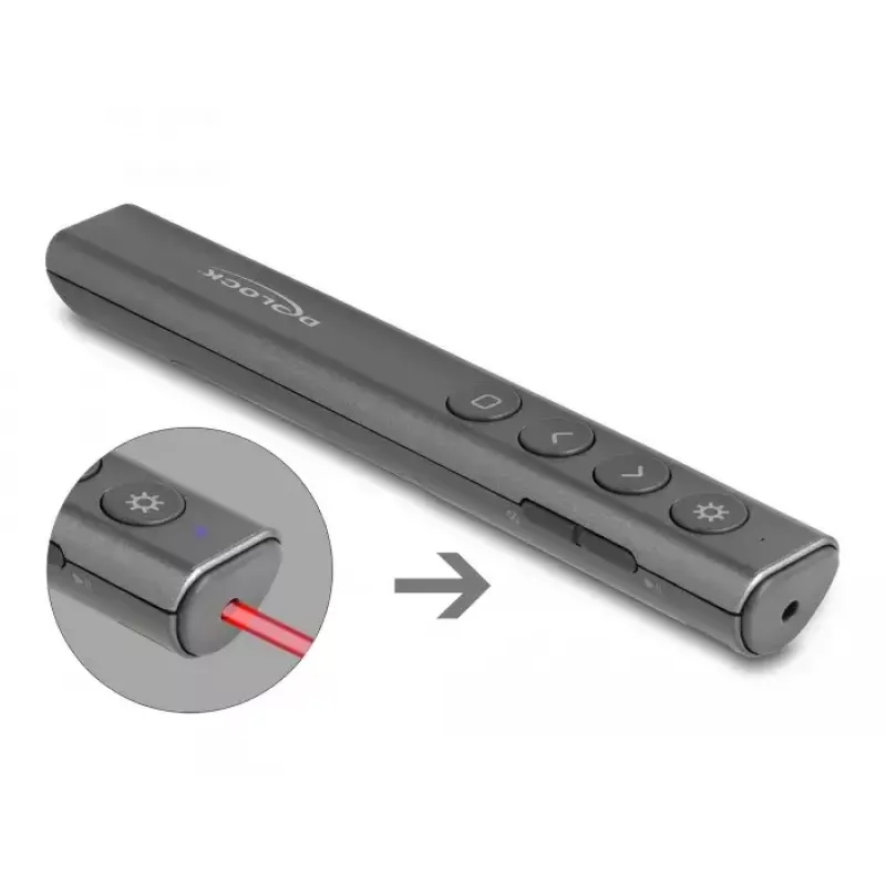 DeLOCK USB laserový presenter bezdrôtový USB RF diaľkový ovládač červený laserový ukazovateľ