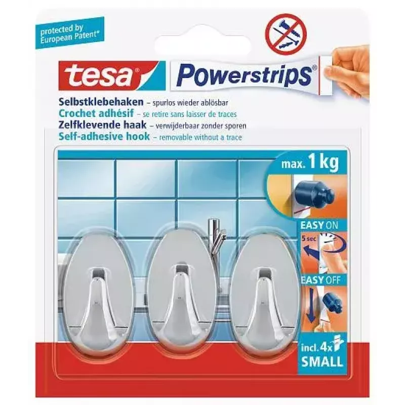 Vešiak na uteráky TESA 57543-00012 Indoor chróm 3 kusy