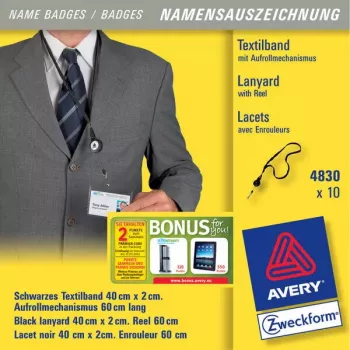 Avery popruh čierny 4830 dĺžka max. 60 cm