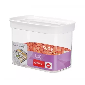 EMSA Optima 513557 nádoba na potraviny, 1 L, priehľadná/biela