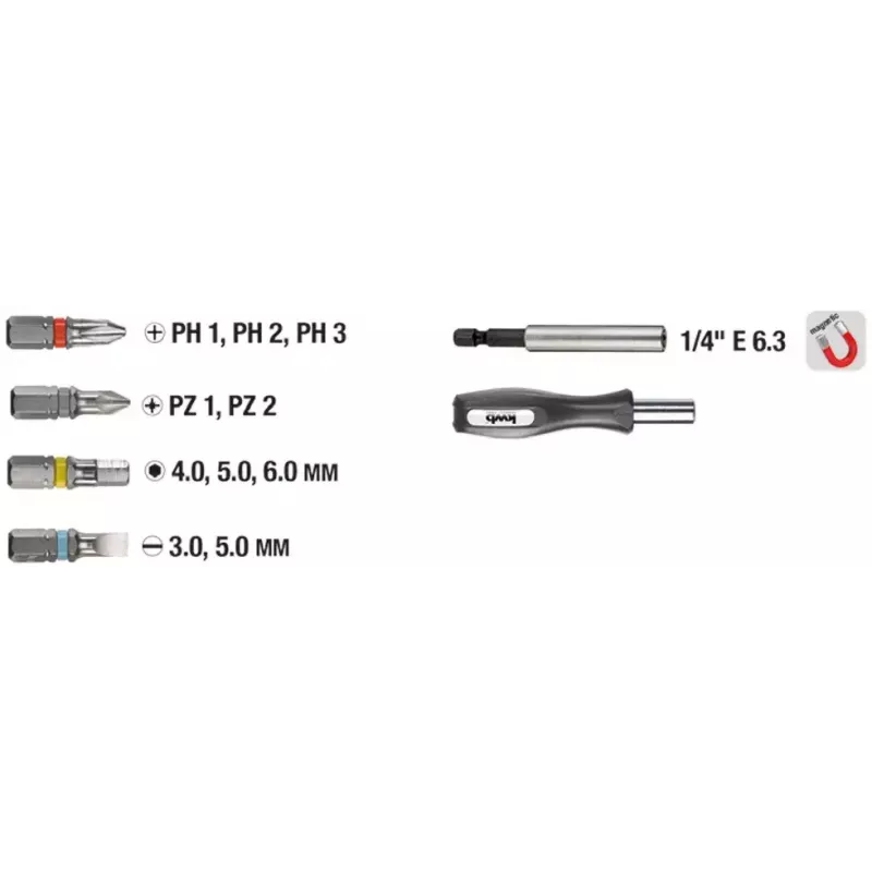 Sada skrutkovacích bitov KWB Industrial Steel Standard Handy Bit Box