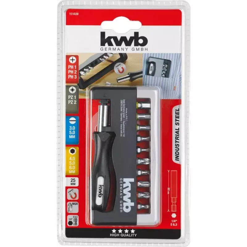 Sada skrutkovacích bitov KWB Industrial Steel Standard Handy Bit Box