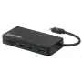 Manhattan USB-C dokovacia stanica/hub s čítačkou kariet, porty (x3): USB-A (x3), 5 Gbit/s (USB 3.2 Gen1 alias USB 3.0), externé napájanie nie je potrebné, univerzálne pre všetky zariadenia, SuperSpeed USB, čierna, trojročná záruka