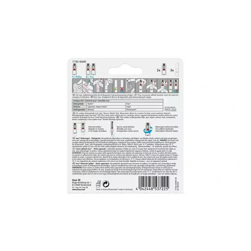 tesa Powerstrips Lepiaci klinec na tapety a omietku, 0,5 kg, 1 ks (77782-00000-00)
