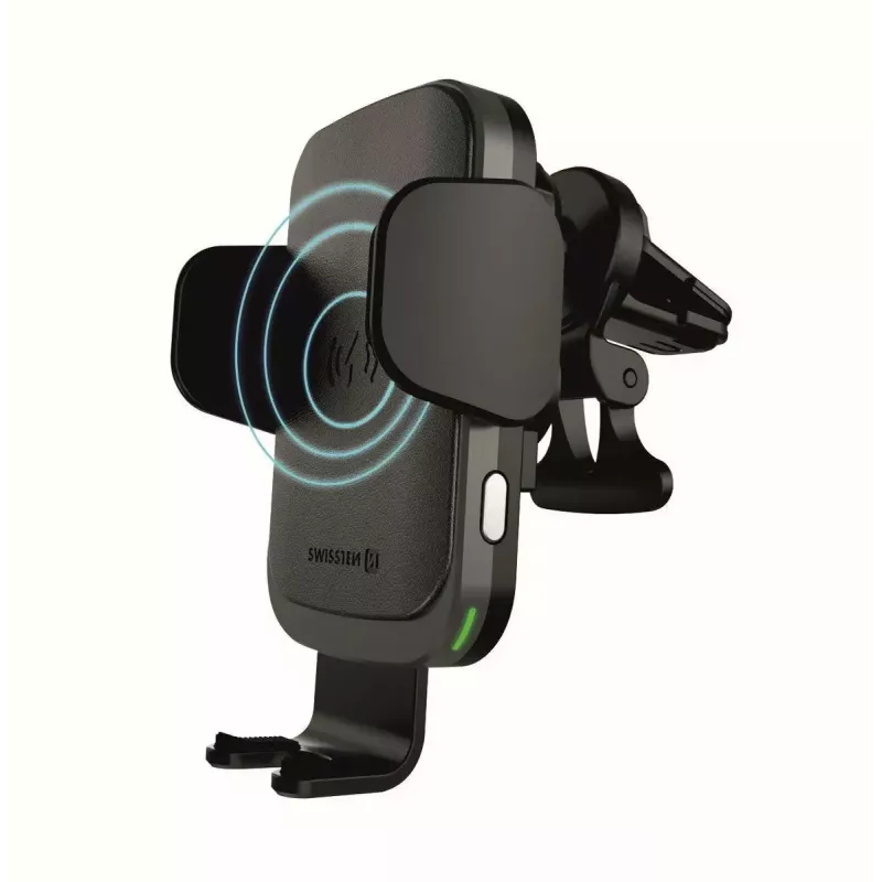 Swissten S-Grip W2-AV5 držiak do auta s bezdrôtovou nabíjačkou 15 W, s káblom USB/USB-C, čierny