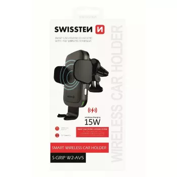 Držiak do auta s bezdrôtovou nabíjačkou SWISSTEN W2-AV5, 15W Qi nabíjanie, Micro-USB kábel 1,2 m