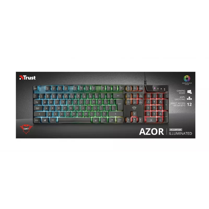 Trust GXT 835 Azor klávesnica herná USB nemecká čierna