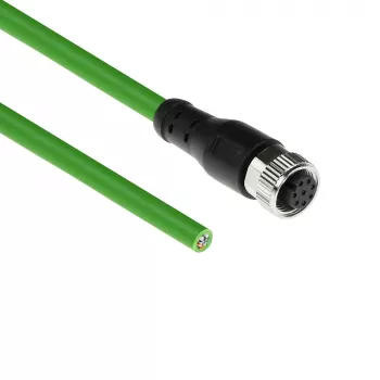 ACT Industrial 3,00 m senzorový kábel M12A 8-pólový konektor samica na otvorený koniec, Ultraflex TPE kábel, tienený