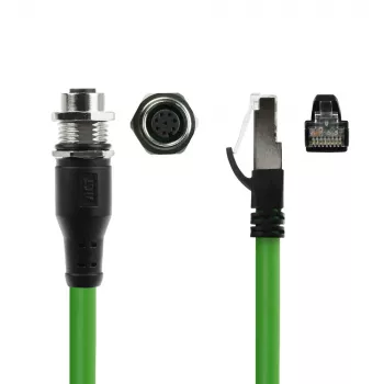 ACT Industrial 1,50 m senzorový kábel M12A 8-pólový konektor samica na RJ45 konektor samec, Ultraflex SF/UTP TPE kábel, tienený