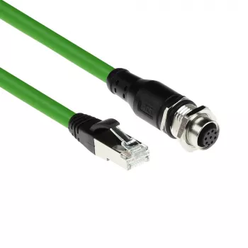 ACT Industrial 5,00 m senzorový kábel M12A 8-pólový konektor samica na RJ45 konektor samec, Ultraflex SF/UTP TPE kábel, tienený