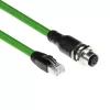 ACT Industrial 3,00 m senzorový kábel M12D 4-pólový konektor samica puzdro na RJ45 konektor samec, Superflex Xtreme TPE kábel, tienený