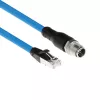 ACT Industrial 10,00 m senzorový kábel M12X 8-pólový konektor samec chassis na RJ45, Superflex SF/UTP TPE kábel, tienený