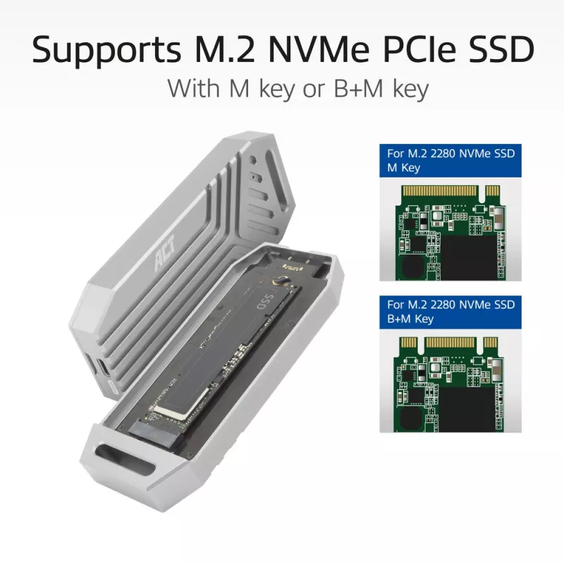 ACT USB 40 Gbit/s M.2 2280 NVMe / PCIe puzdro na SSD, bez nástrojov
