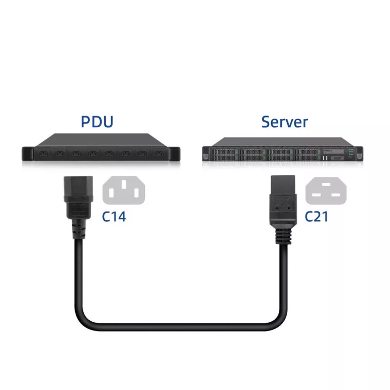 Napájací kábel ACT C14 na C21 IEC60320, 2 m, 250 V, 10 A, čierny
