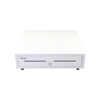 Zásuvka pokladne EQUIP 351011, manuálna/automatická zásuvka pokladne, 4 priehradky na bankovky / 8 na mince, kov, biela, 420×405×110 mm