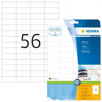 HERMA Premium etikety A4 52,5x21,2 mm biela papier matný 1400 kusov