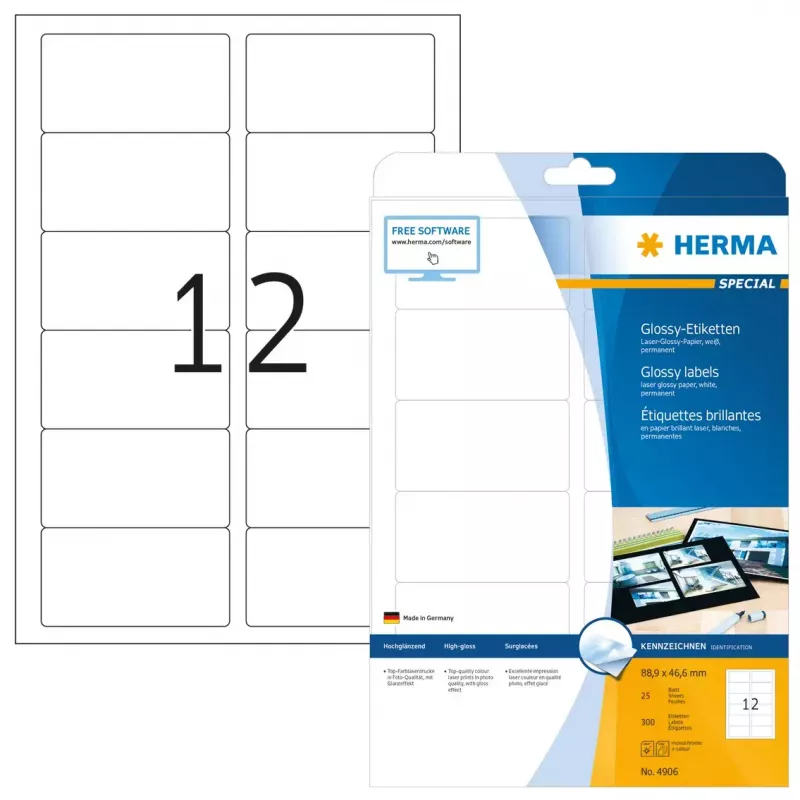 Samolepiaca etiketa do tlačiarne HERMA Labels A4 88,9x46,6 mm