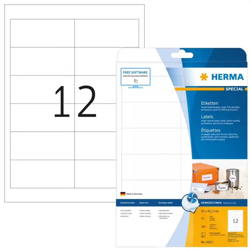 Inkjet etikety HERMA A4 97x42,3 mm 300 kusov