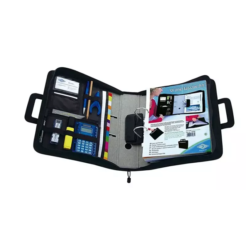 WEDO personal organizer 58 601 — dokumentová taška z plastu a polyesteru pre A4 s priehradkou na vizitky, čierna