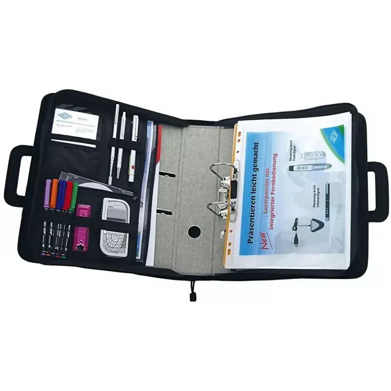 WEDO personal organizer 58 601 — dokumentová taška z plastu a polyesteru pre A4 s priehradkou na vizitky, čierna