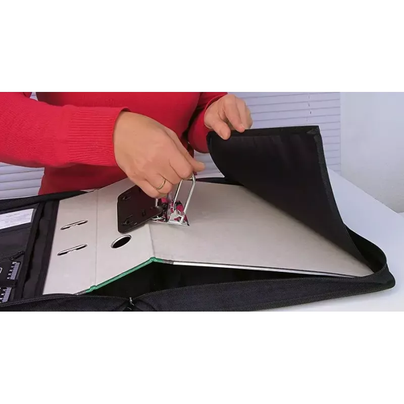 WEDO personal organizer 58 601 — dokumentová taška z plastu a polyesteru pre A4 s priehradkou na vizitky, čierna
