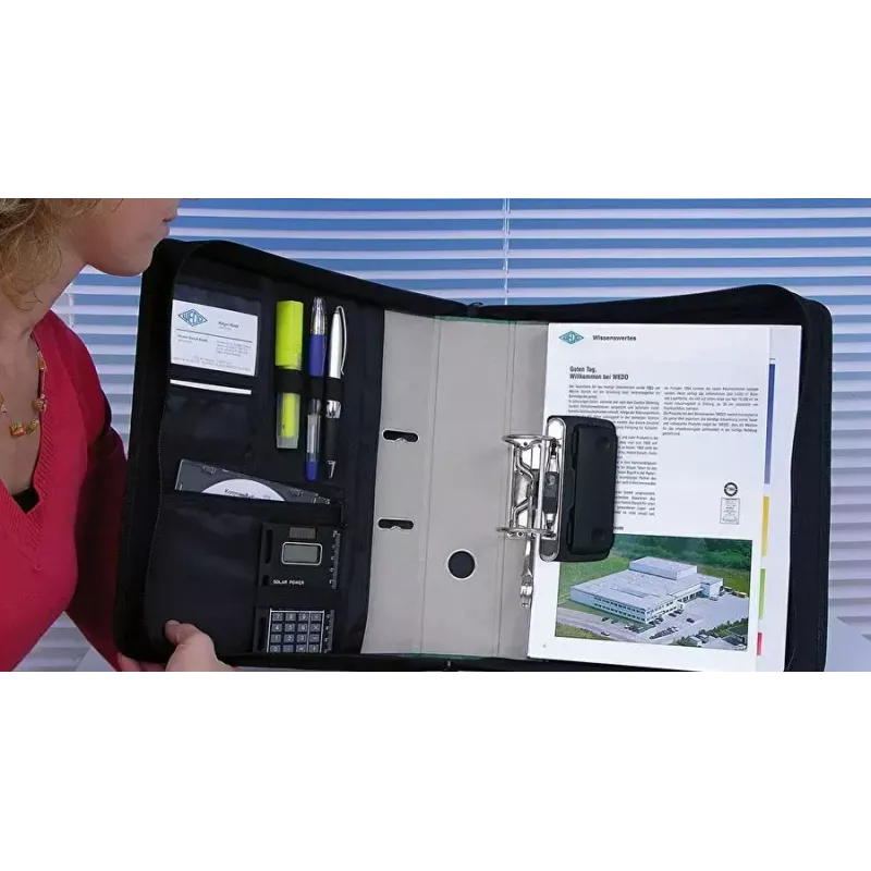 WEDO personal organizer 58 601 — dokumentová taška z plastu a polyesteru pre A4 s priehradkou na vizitky, čierna