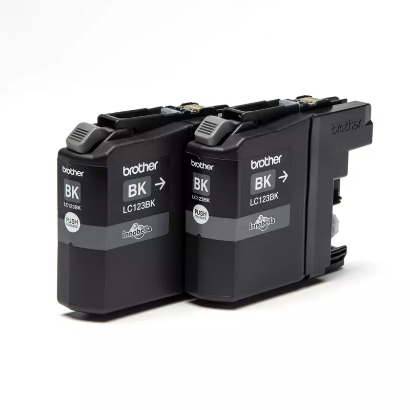 Brother LC123BK balenie 2 ks, čierna, pigmentový atrament, 1 ks, 600 strán, 600 strán, multipack