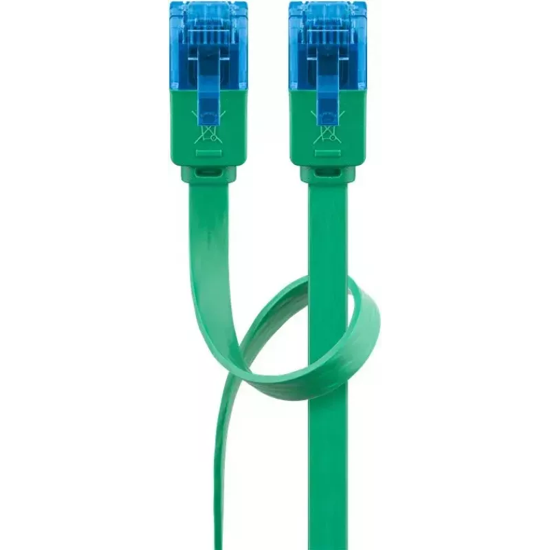 Goobay CAT 6A plochý patch kábel U/UTP 1m zelený RJ-45