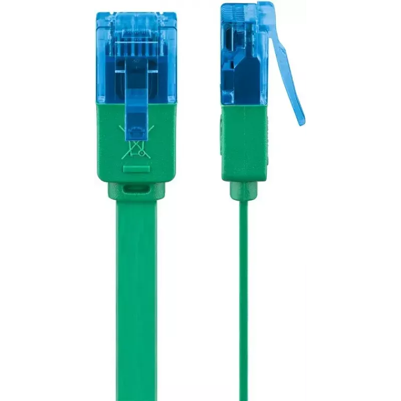 Goobay CAT 6A plochý patch kábel U/UTP 1m zelený RJ-45