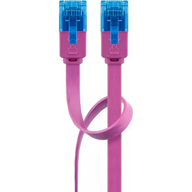 Plochý patch kábel Goobay CAT 6A U/UTP magenta 2m