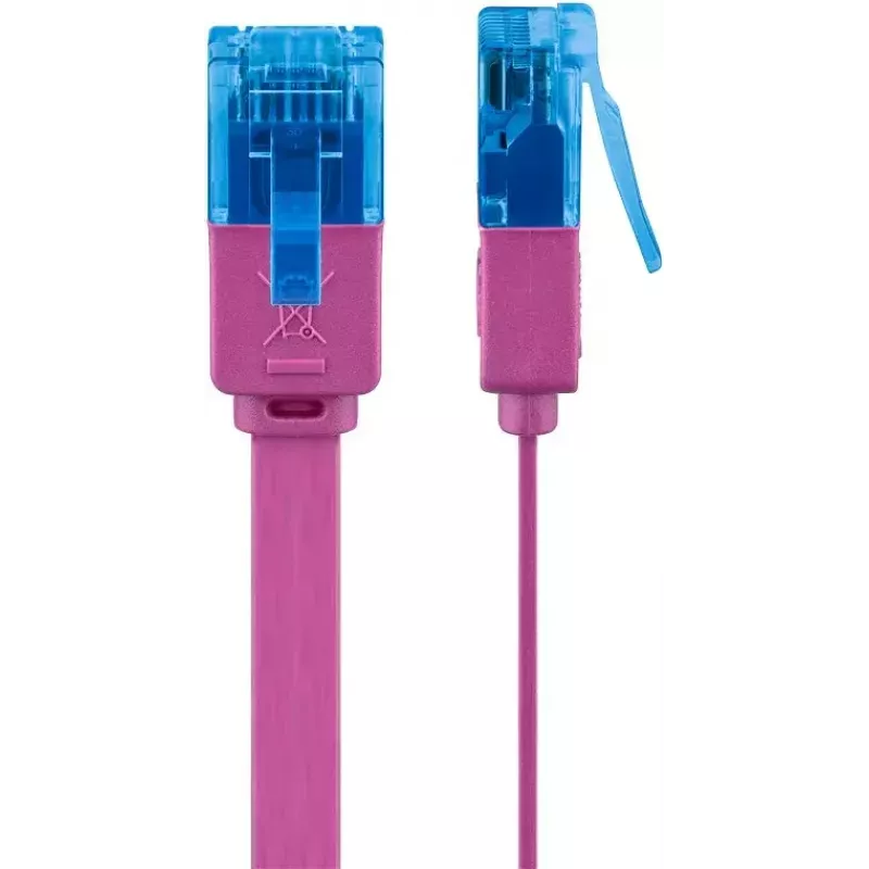 Plochý patch kábel Goobay CAT 6A U/UTP magenta 2m