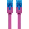 Plochý patch kábel Goobay CAT 6A U/UTP magenta 2m